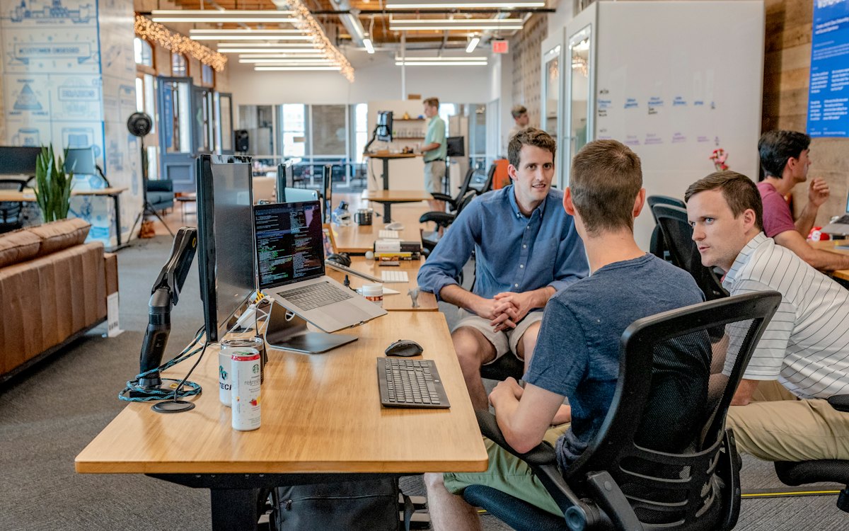 Team collaborating in the office